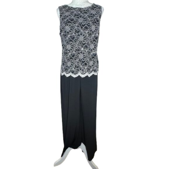 Connected Apparel Black White Women's Sleeveless Jumpsuit Suite Size 10 - Picture 1 of 8